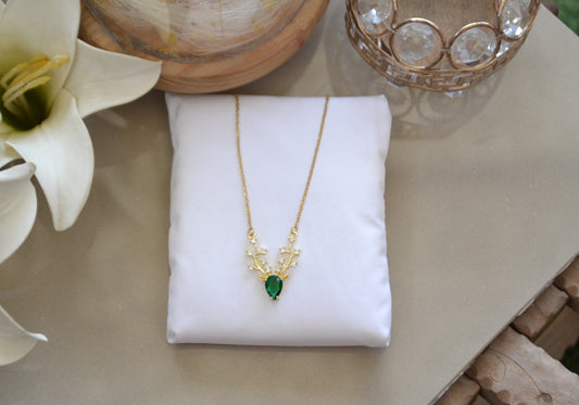 Emerald Antler Grace Necklace