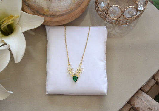 Emerald Antler Grace Necklace