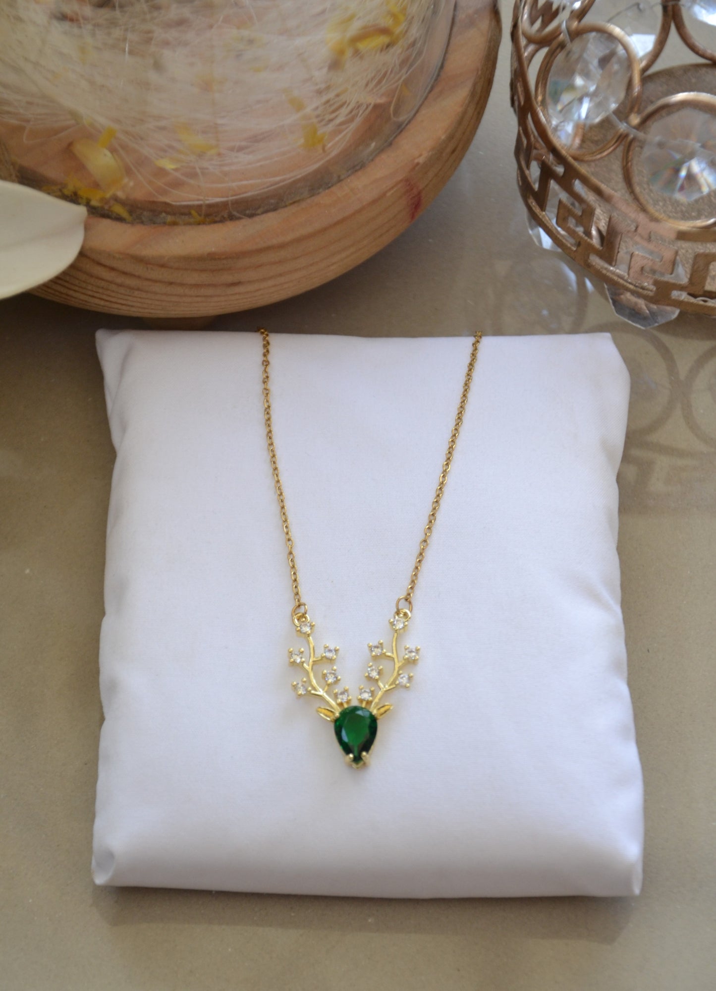 Emerald Antler Grace Necklace