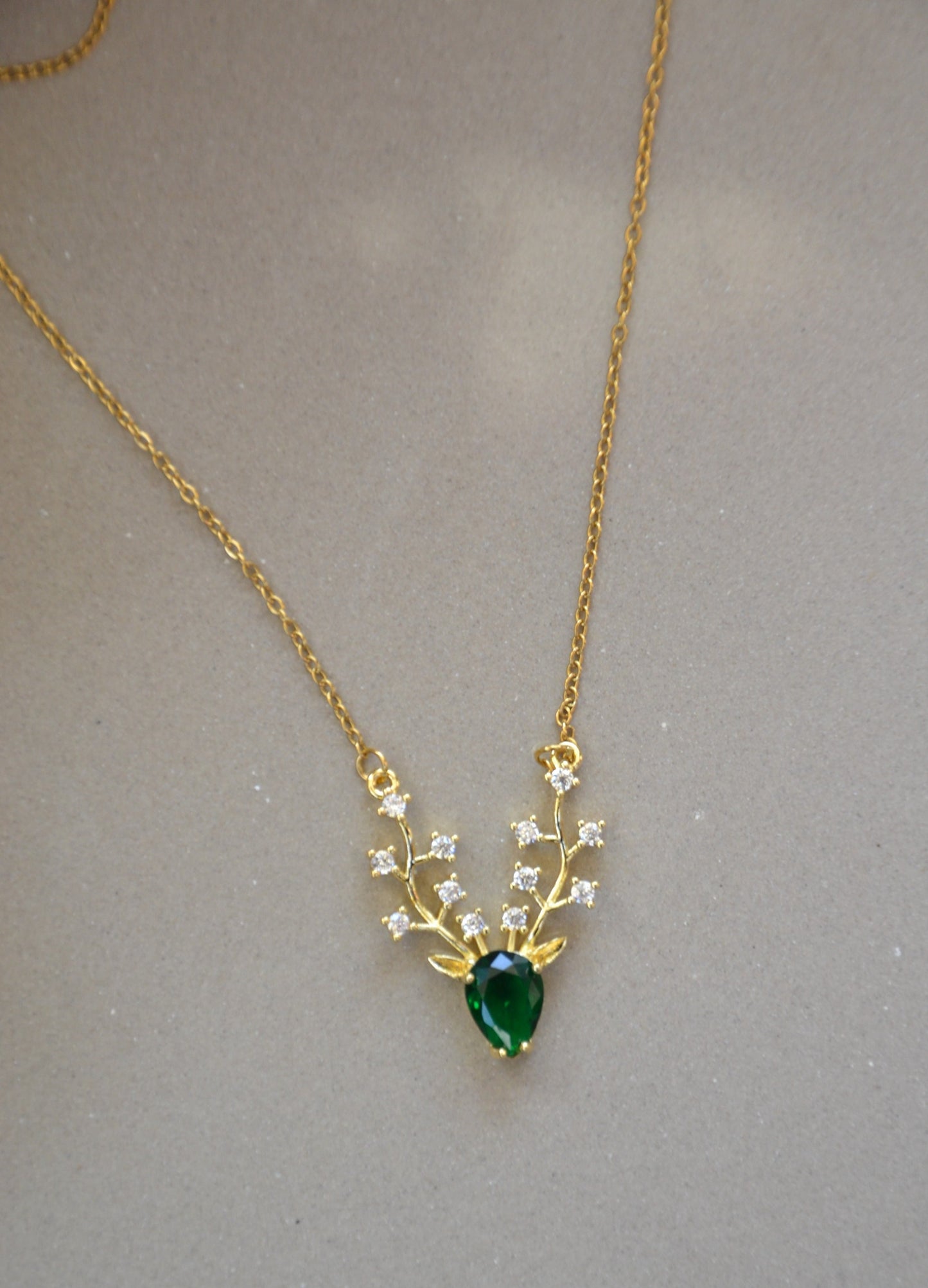 Emerald Antler Grace Necklace