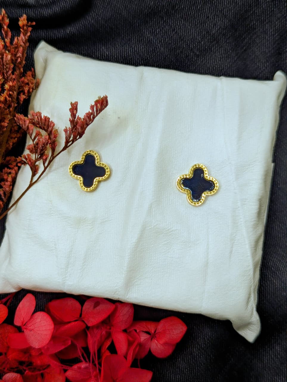 Midnight Clover Stud Earrings