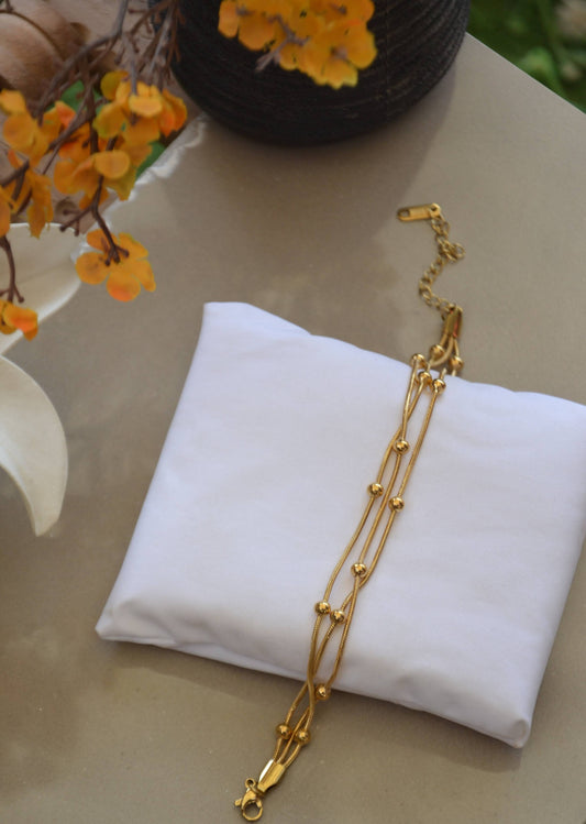 Elegant Triple Layered Beaded Bracelet